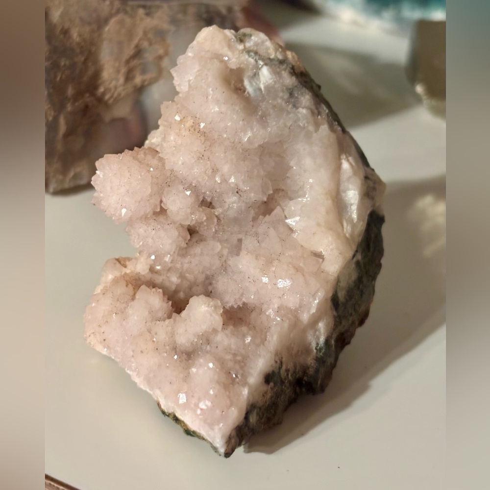 ✨ Spirit Quartz Cluster – Soft Pink Druzy Formation from South Africa